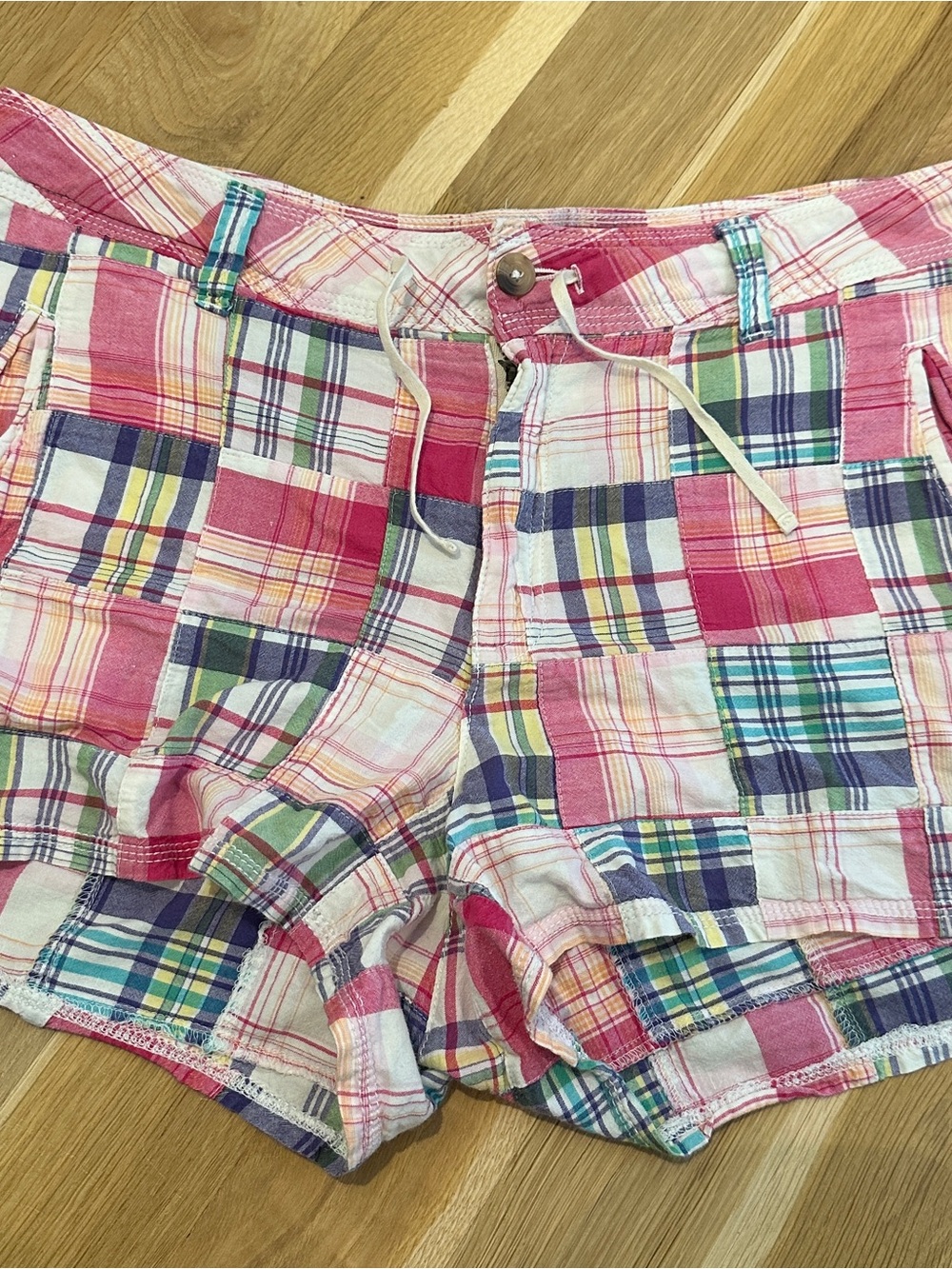 GAP Patchwork Plaid Cotton Shorts - Pink Multi